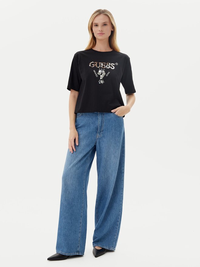 Guess Guess T-Shirt V4YI06 I3Z14 Μαύρο Relaxed Fit