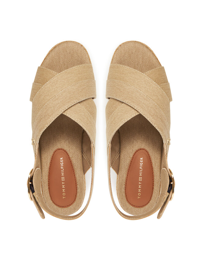 Tommy Hilfiger Espadryle Tommy Hilfiger Denim Espadrille Platform Sandal FW0FW08669 Beżowy