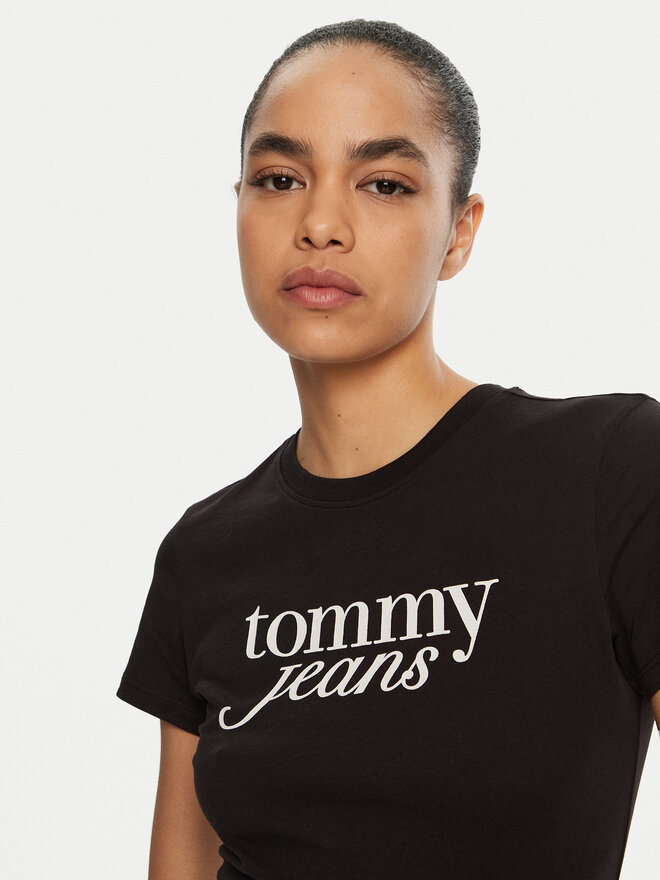 Tommy Jeans Tommy Jeans Póló Essential DW0DW19447 Fekete Slim Fit