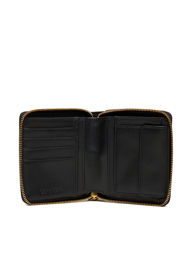 Calvin Klein Majhna ženska denarnica Calvin Klein Hardware Square Zip Around LV04F1044G Črna
