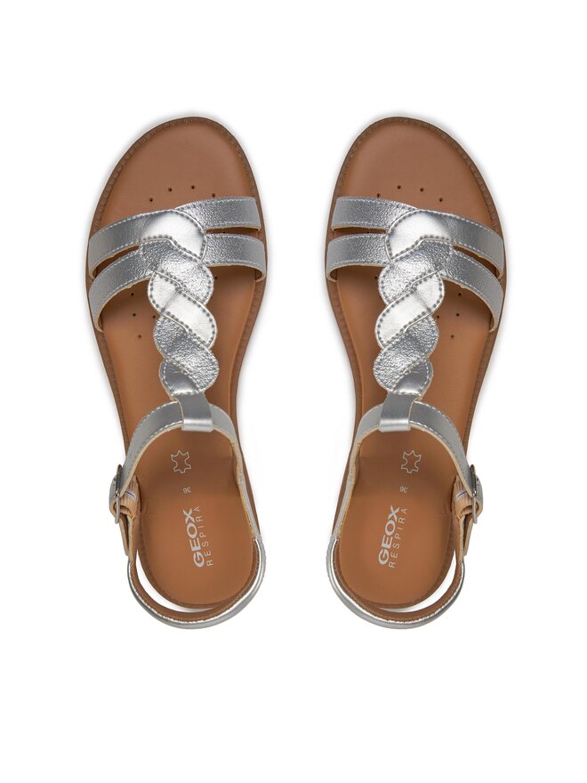 Geox Sandale Geox J Sandal Karly Girl J4535H 0NFQD C1007 D Srebrna