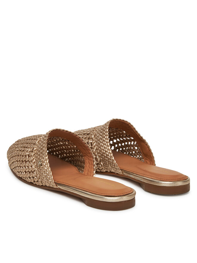 Tommy Hilfiger Nazouváky Tommy Hilfiger Crochet Metallic Leather Mule FW0FW08606 Zlatá