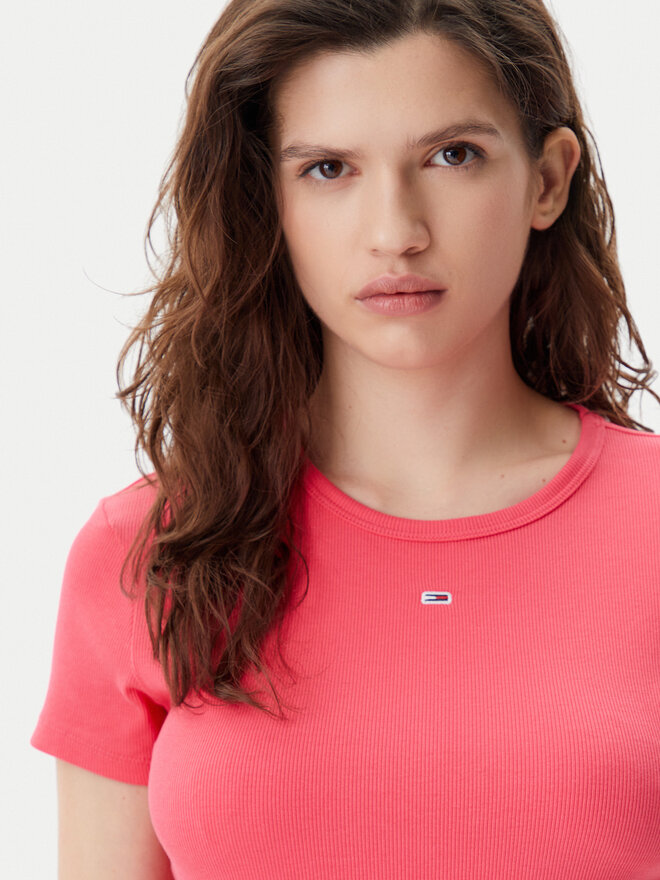 Tommy Jeans Tommy Jeans Marškinėliai Essential DW0DW17383 Rožinė Slim Fit