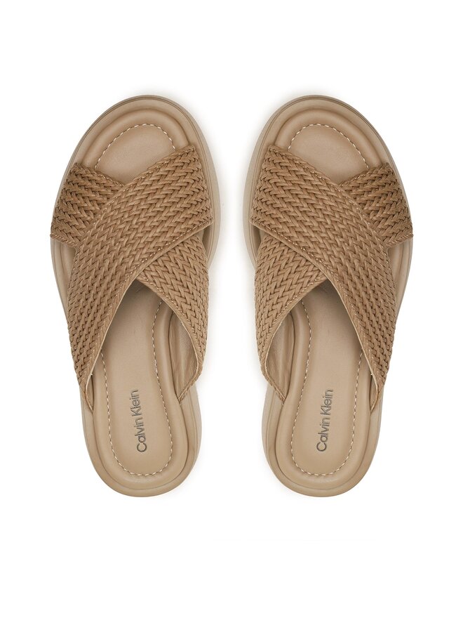 Calvin Klein Pantoletten Calvin Klein Bubble Slide-Woven HW0HW01468 Braun