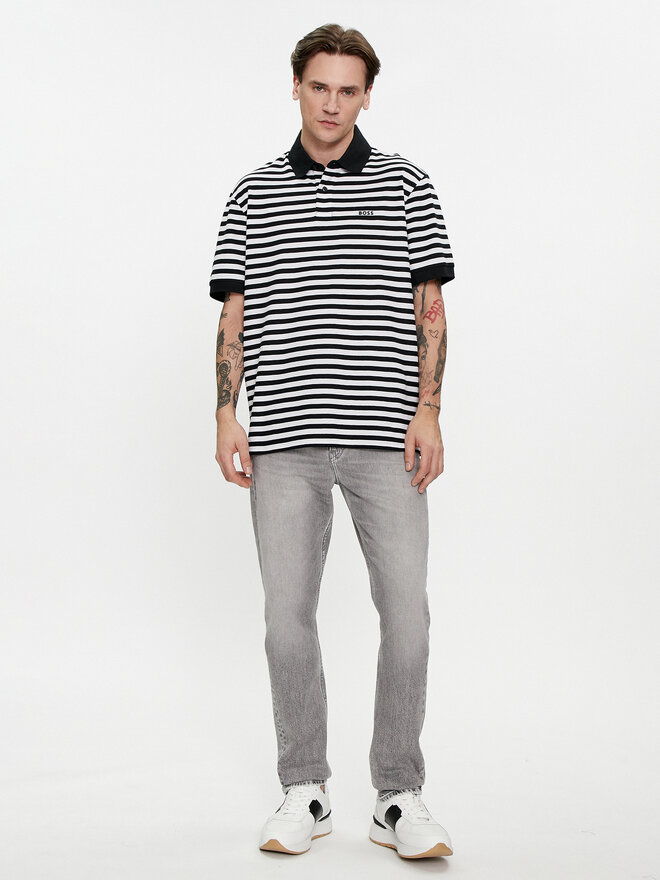 BOSS Boss Поло Palesstripe 50513604 Чорний Regular Fit