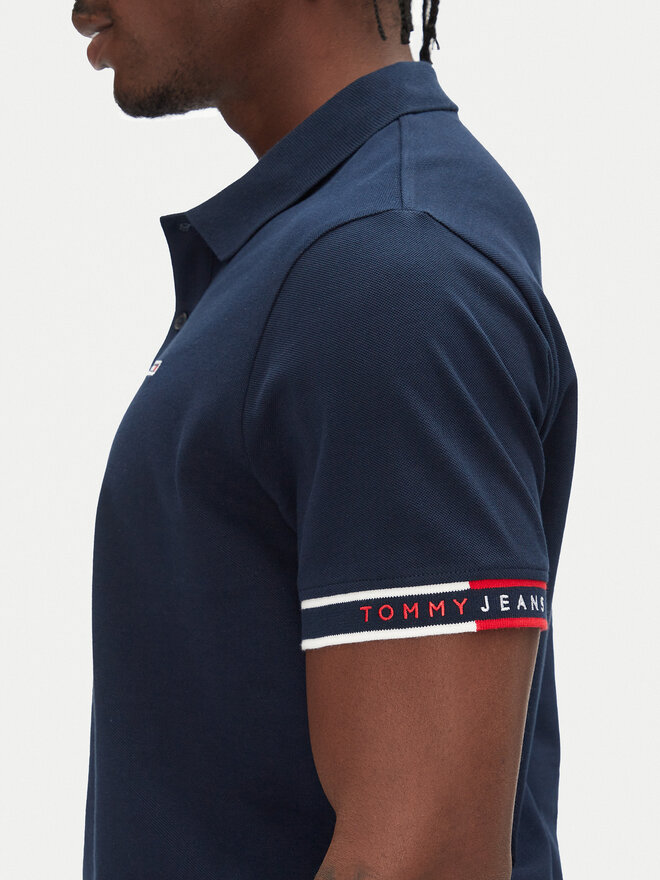 Tommy Jeans Tommy Jeans Pólóing Flag Cuff DM0DM21306 Sötétkék Slim Fit