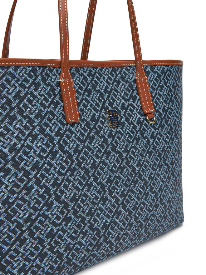 Tommy Hilfiger Bolso Tommy Hilfiger Th Monoplay Leather Tote AW0AW17416 Azul marino