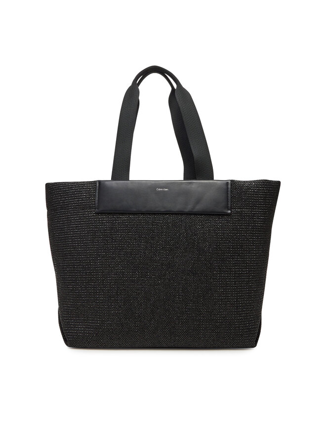 Calvin Klein Handtasche Calvin Klein Ck Raffia Large Shopper K60K613025 Schwarz