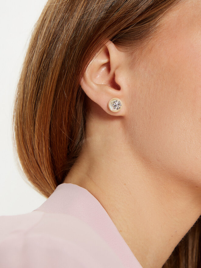 Tory Burch Fülbevaló Tory Burch Kira Pearl Stud 163698 Fehér
