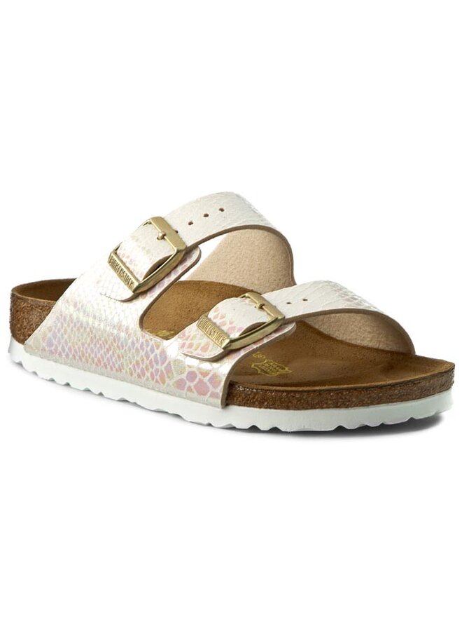 Birkenstock Pantoletten Birkenstock Arizona 0057623 Shiny Snake Cream