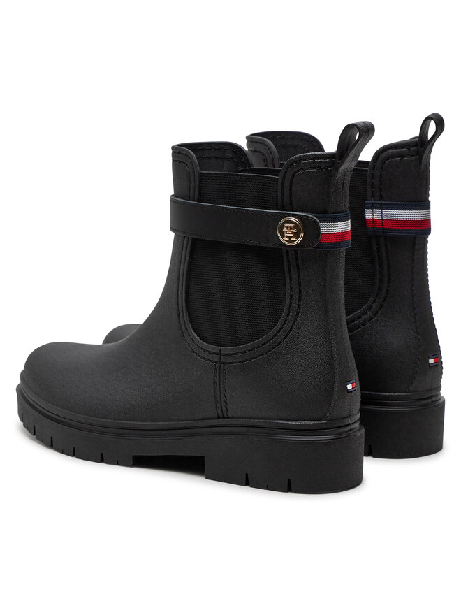 Tommy Hilfiger Gummistiefel Tommy Hilfiger Th Stud Rubberised Rainboot FW0FW08168 Schwarz