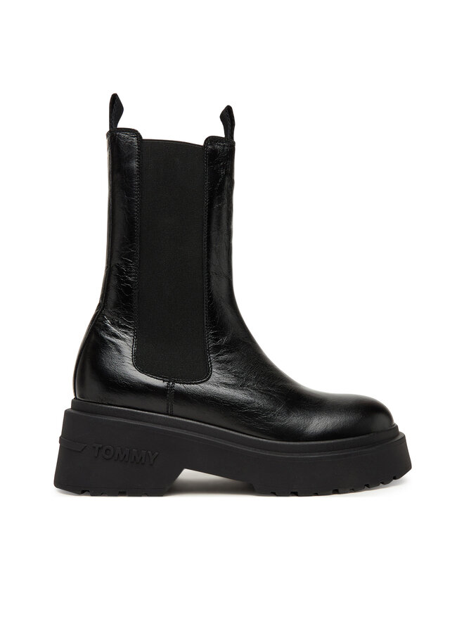 Tommy Jeans Kotníková obuv s elastickým prvkem Tommy Jeans Tjw Chunky Shiny EN0EN02888 Černá