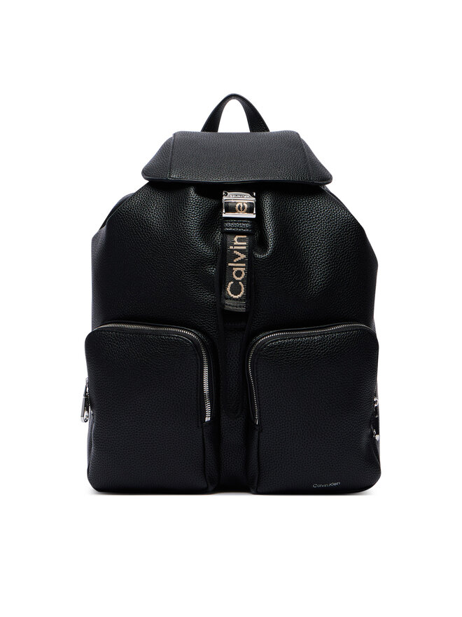 Calvin Klein Rucksack Calvin Klein Weebbing Strap Flap Backpack LV04F3645G Schwarz