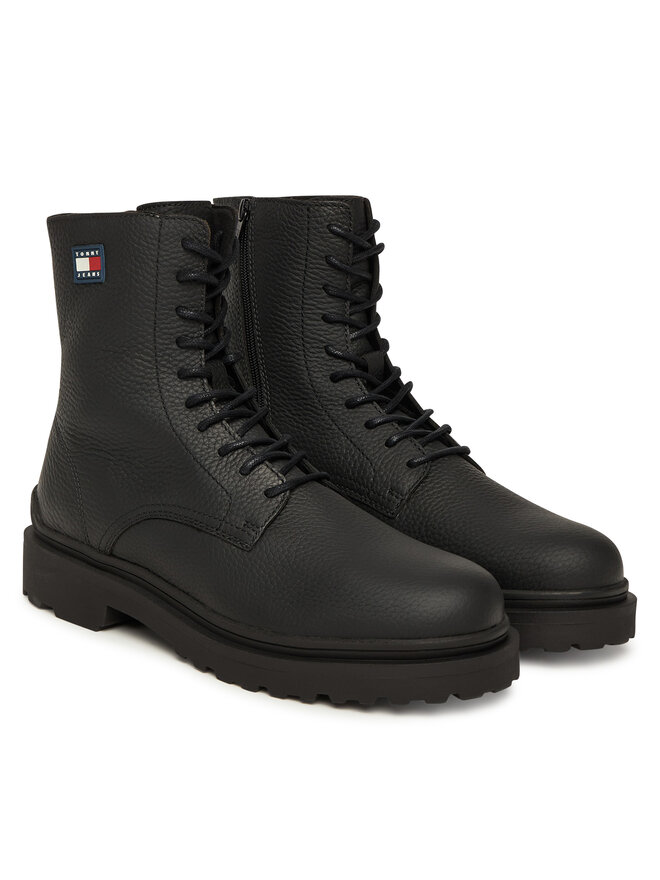 Tommy Jeans Schnürschuhe Tommy Jeans Tjm Lace Up Tumbled High EM0EM01631 Schwarz