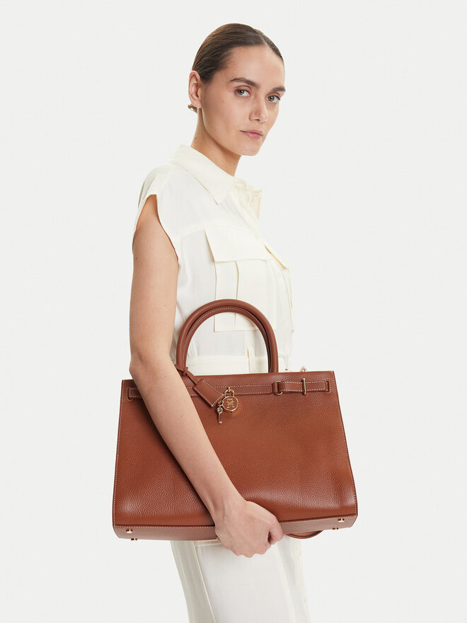 Tommy Hilfiger Τσάντα Tommy Hilfiger American Icon Tote Leather AW0AW17185 Καφέ