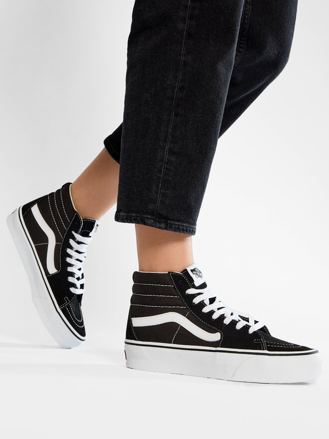 Vans platform sk8 hi black white cheap