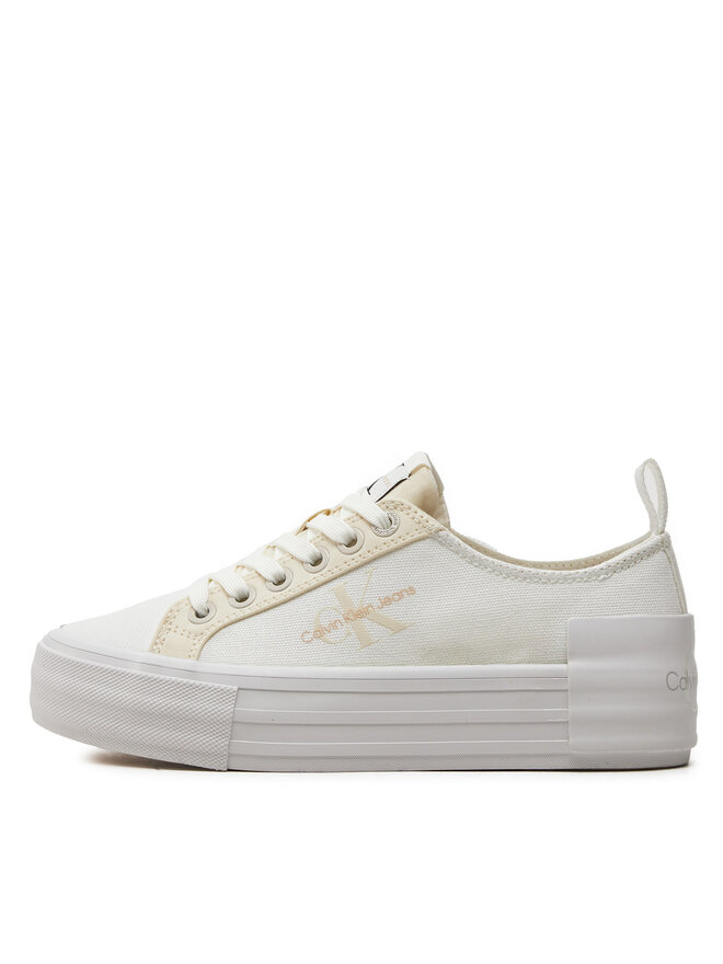 Calvin Klein Jeans Tenisky Calvin Klein Jeans Bold Vulc Flatf Low Lace Mix Mtl YW0YW01465 Écru