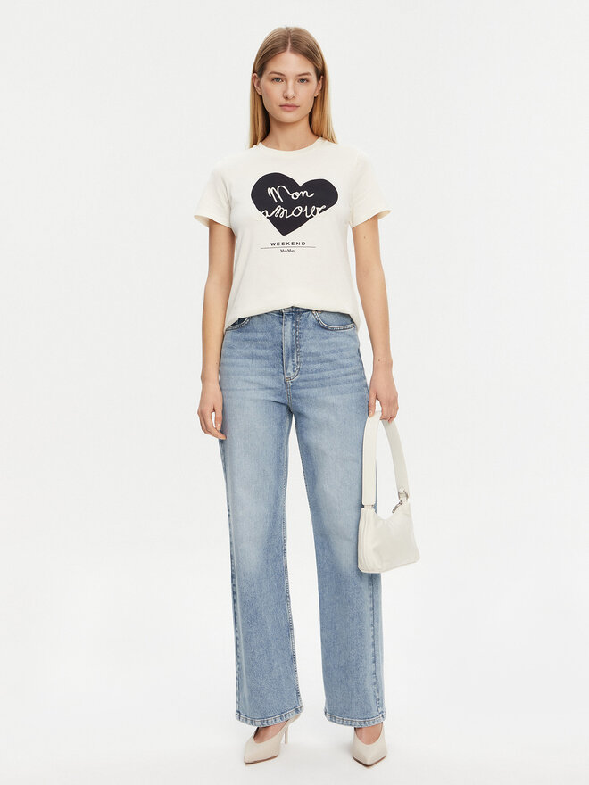 Weekend Max Mara Weekend Max Mara Camiseta Vello 2515971051 Écru Regular Fit