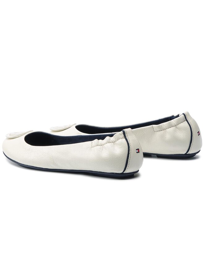 Tommy Hilfiger Ballerinas Tommy Hilfiger Flexible Leather Ballerina FW0FW04073 Weiß