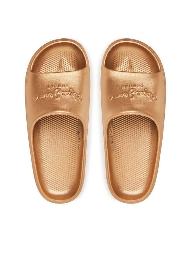Pepe Jeans Klapki Pepe Jeans Beach Slidemet PLS70165 Złoty