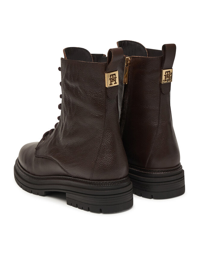 Tommy Hilfiger Trapery Tommy Hilfiger Th Plaque Pebble Lace Boot Warm FW0FW08767 Brązowy