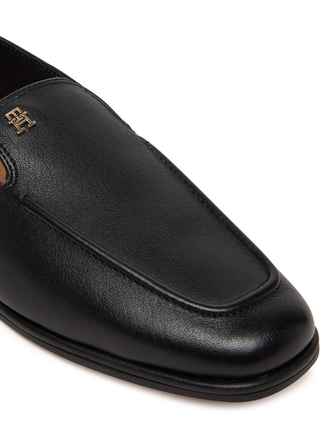 Tommy Hilfiger Slipper Tommy Hilfiger Th Leather Loafer FW0FW09319 Schwarz