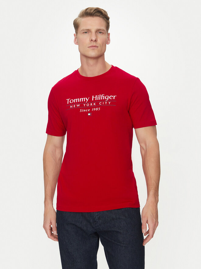 Tommy Hilfiger Tommy Hilfiger Majica Center Stack MW0MW38621 Rdeča Regular Fit