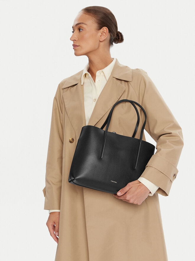 Calvin Klein Handtasche Calvin Klein Foil Logo Small Tote LV04F3275G Schwarz