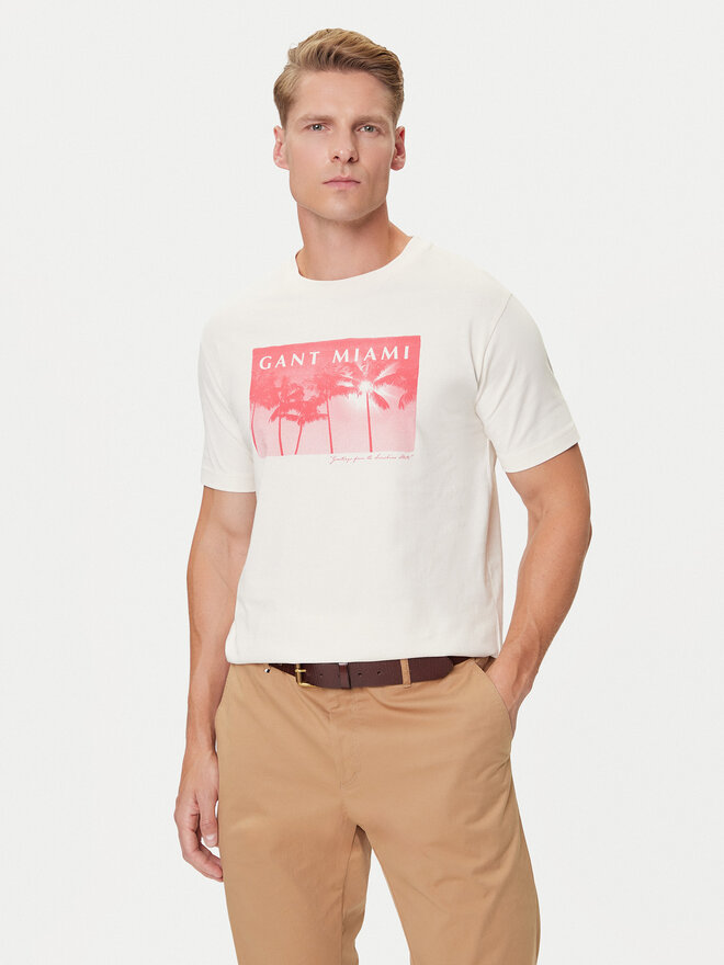 Gant Gant Camiseta 2003342 Écru Regular Fit