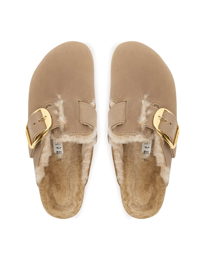 Birkenstock Pantoletten Birkenstock Boston Big Buckle Shearling 1030444 Braun