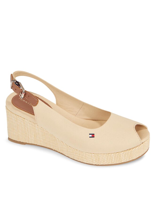 Tommy Hilfiger Espadrillas Tommy Hilfiger Iconic Elba Sling Back Wedge FW0FW04788 Beige