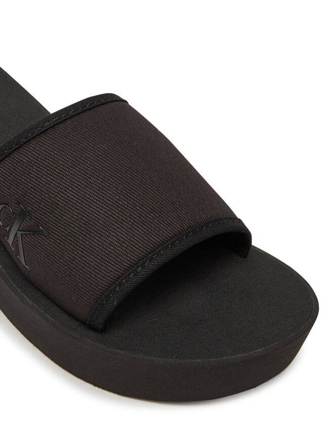 Calvin Klein Jeans Klapki Calvin Klein Jeans Beach Wedge Slide Canvas YW0YW01725 Czarny
