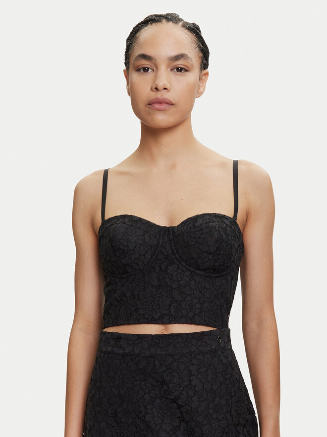 Guess Guess Top W5YH42 WHD00 Schwarz Regular Fit