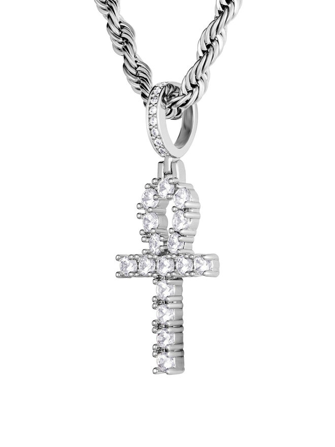 ICED STUFF Ciondolo ICED STUFF Micro Ankh Oro bianco