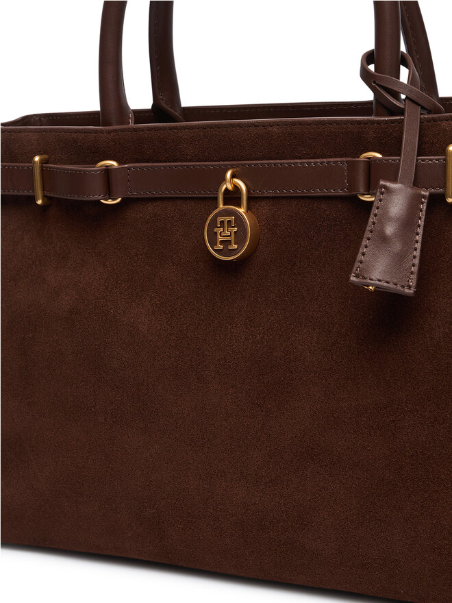 Tommy Hilfiger Handtasche Tommy Hilfiger American Icon Tote Suede AW0AW19216 Braun