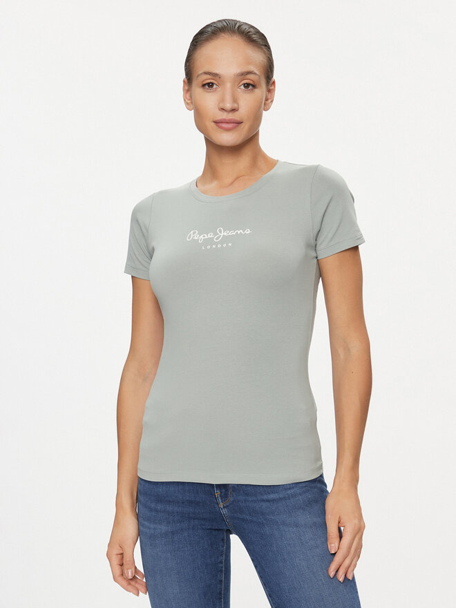 Pepe Jeans Pepe Jeans Marškinėliai New Virginia PL505202 Žalia Slim Fit