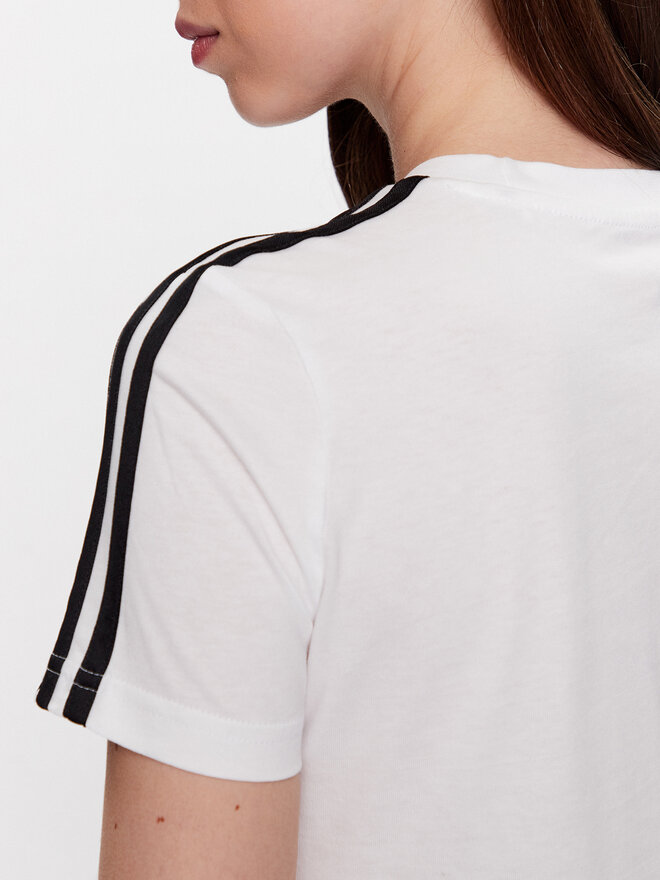 adidas adidas Marškinėliai Essentials Slim 3-Stripes T-Shirt GL0783 Balta Slim Fit