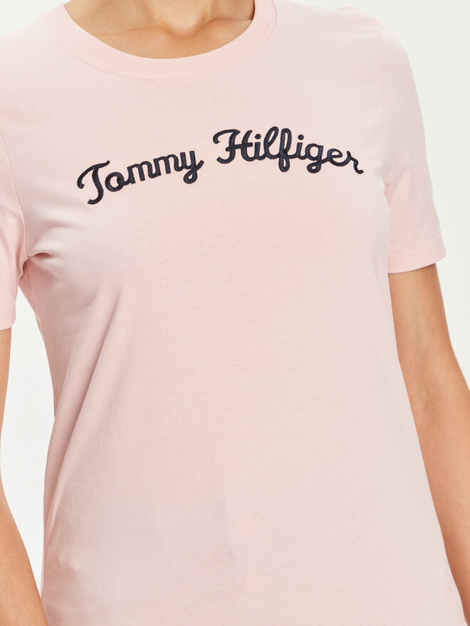 Tommy Hilfiger Tommy Hilfiger Marškinėliai Script WW0WW42589 Rožinė Regular Fit