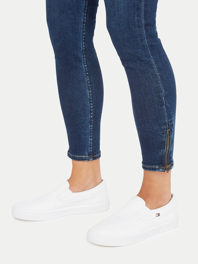 Tommy Hilfiger Tenisky Tommy Hilfiger Vulc Canvas Slip-On Sneaker FW0FW08065 Biela