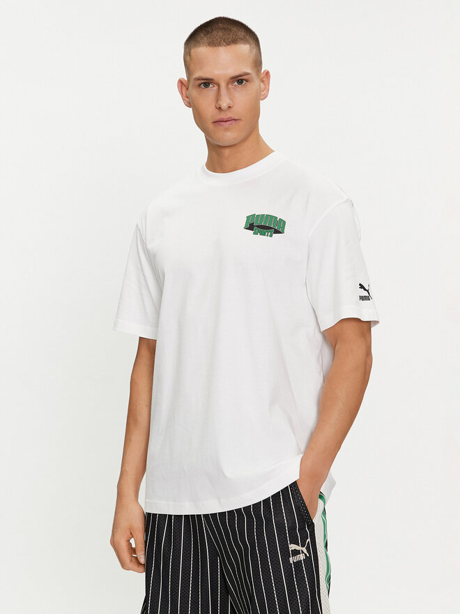 Puma Puma Póló For The Fanbase Graphic 624395 Fehér Relaxed Fit