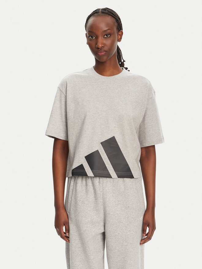 adidas adidas T-Shirt Essentials Big Logo Boyfriend JG8738 Grau Loose Fit