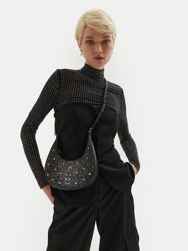 PINKO Kabelka PINKO Brioche Hobo Mini AI 24-25 PLTT 101433 A20F Čierna