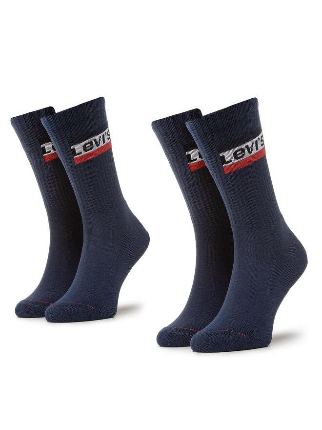 Levi's® Zestaw 2 par wysokich skarpet męskich Levi's® 902012-001 Granatowy