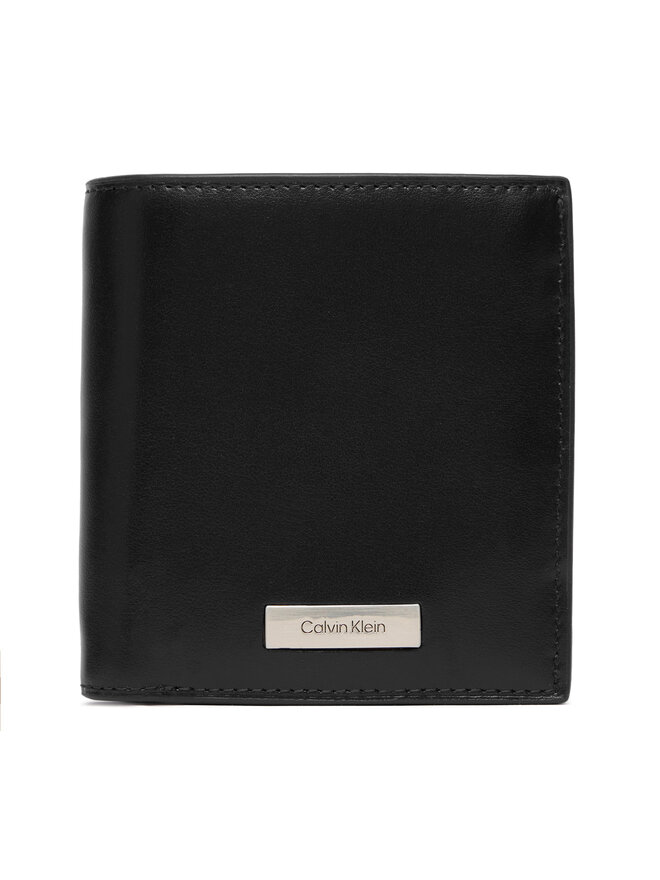 Calvin Klein Cartera Calvin Klein Plaque Slim Trifold W Coin + Car LV04D1137G Negro