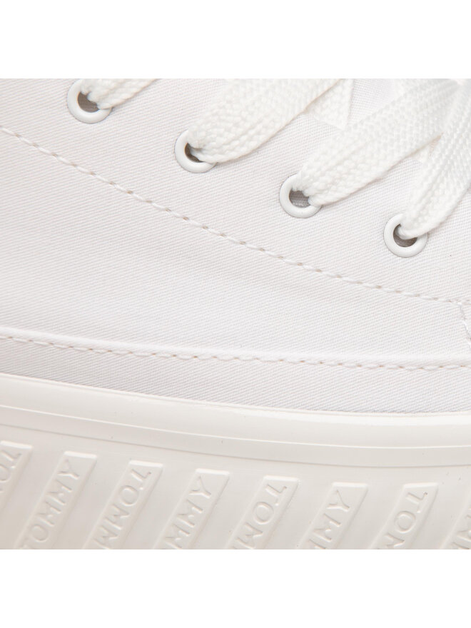 Tommy Hilfiger Sneakers aus Stoff Tommy Hilfiger Shiny Flatform Vulc Sneaker FW0FW05536 Weiß