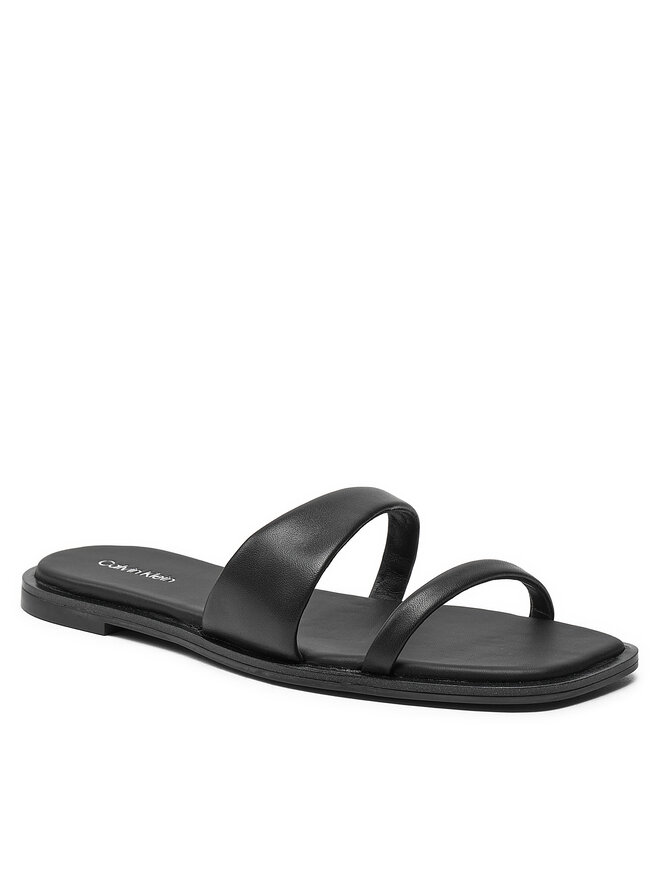 Calvin Klein Παντόφλες Calvin Klein Flat Slide Lth HW0HW02071 Μαύρο