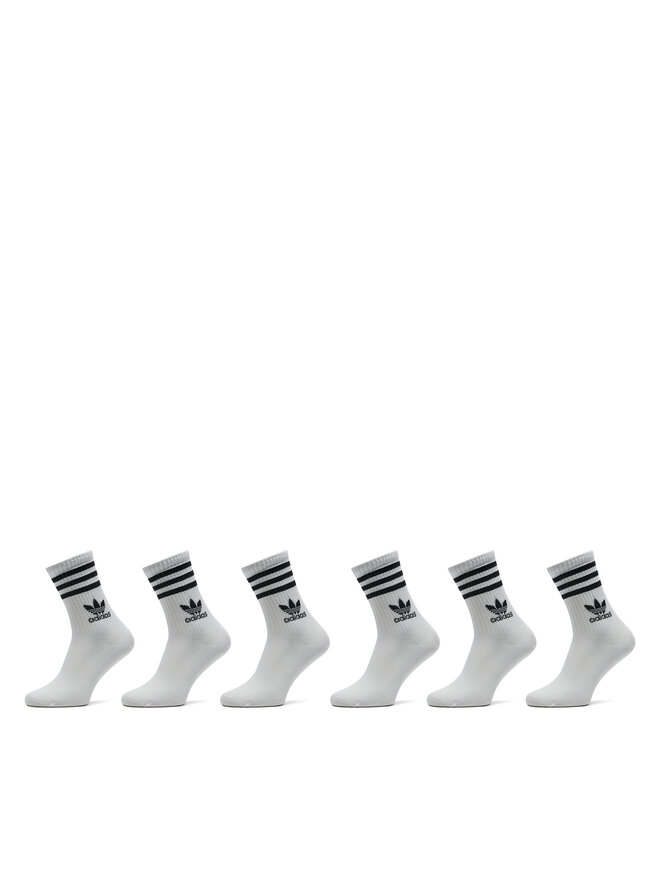 adidas Σετ 6 ζευγάρια ψηλές κάλτσες unisex adidas 3-Stripes JE1828 Λευκό