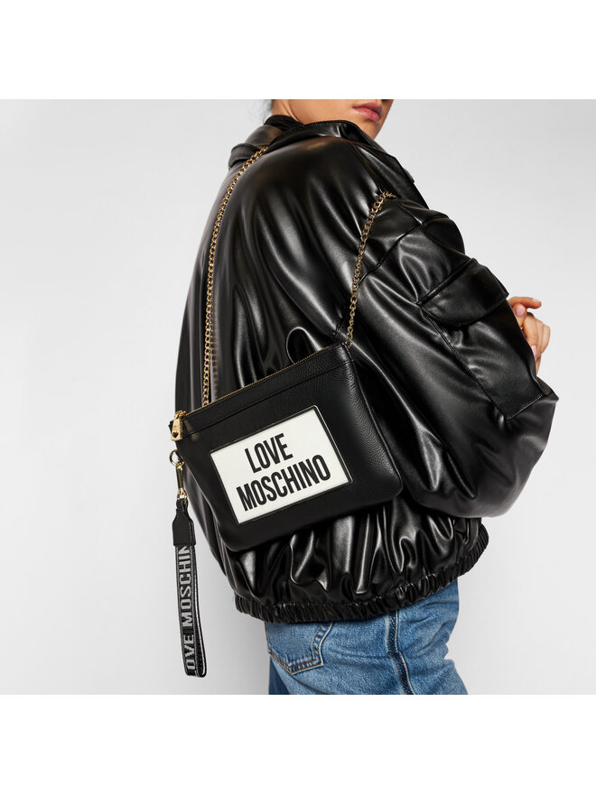 Love Moschino Damen Handtasche - Schultertasche Aus PU-Leder, Schwarz, Mit Logo