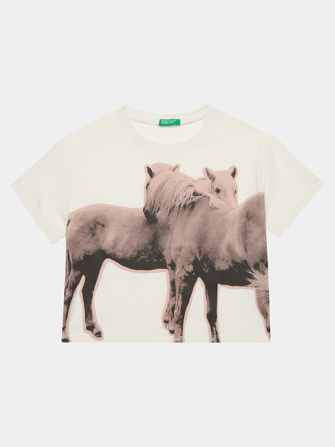 United Colors Of Benetton United Colors Of Benetton Футболка 3I1XC10HS Écru Regular Fit