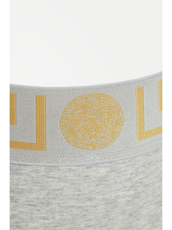 Versace Versace Klassischer Damenslip mit hoher Taille Greca Border AUD01050 Grau